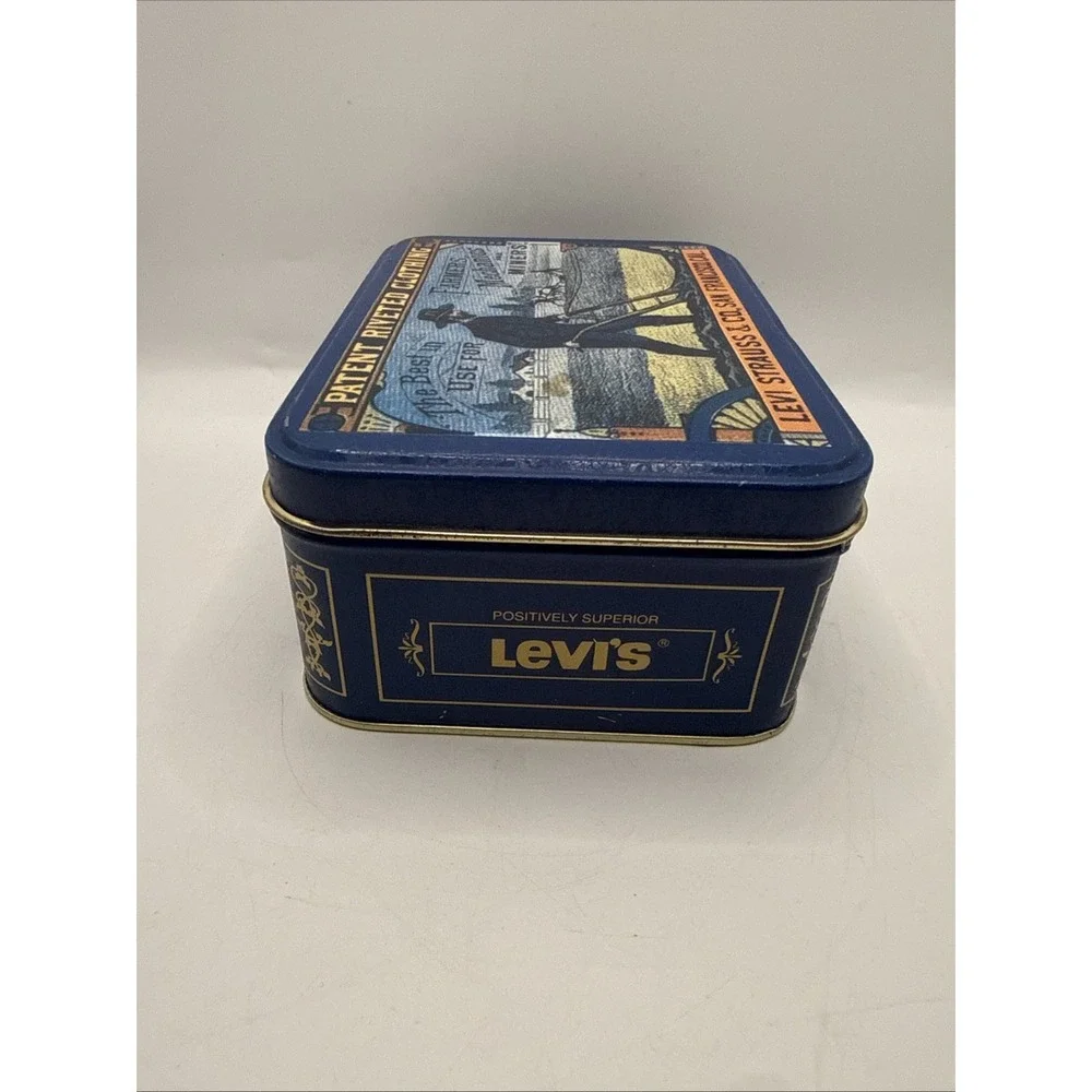 Vintage Metal Advertising‎ Tin Levi Strauss & Co. Blue Jeans Storage Rare